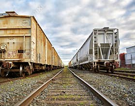 Train cars on track lower angle