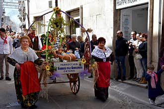 Saint Thomas Feast, senior women at thanks procession in Ortona, Abruzzoo