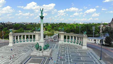 Aerial view of Heroes Square square in Budapest Summer