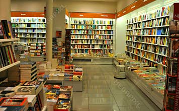 Bookshop interior in Italy