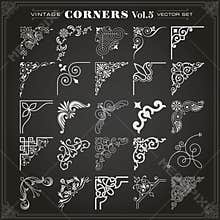 Vintage Design Elements Corners And Borders Set 5