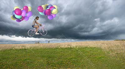 Bike, Bicycle, Fun, Imagination, Balloons
