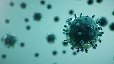 3D animation Outbreak Coronavirus concept under the microscope. Spread of the virus within the human. Epidemic, pandemic