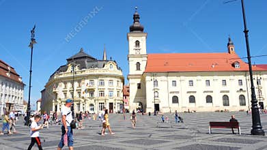 View of main town square Piata Mare in Sibiu