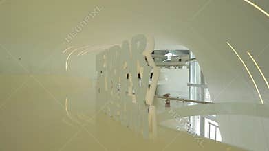 Interior of the Heydar Aliyev Center. Futuristic hall and corridors.