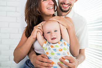 Close-up happy young family