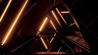 3d illustration motion background design artwork with abstract triangle shape and glowing lights - ideal for science