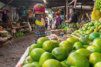 ARUSHA, TANZANIA - NOVEMBER 25: Native Market in Mto Wa Mbu near the Ngorongoro concervation area withdifferent fruits