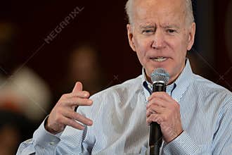 Former Vice President Joe Biden campaigns in Hampton, New Hampshire, USA, on Feb. 9, 2020, during the presidential primary.