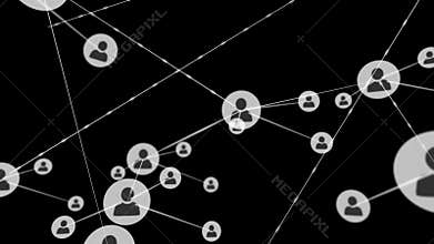 Connectors moving on black background