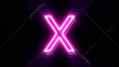 Pink neon font letter X uppercase blinks and appear in center