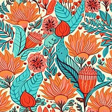 Generative AI Bright colorful seamless pattern-