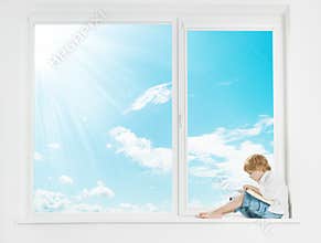 Window Child reading book