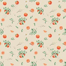 Watercolor seamless pattern. Hand painted illustrations of oranges, grapefruits, tangerines with green leaves, branches