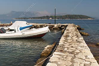 Moored boat in Corfu