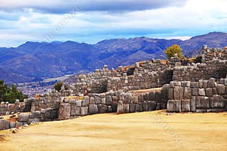 Walls of Sacsayhuaman Fortress,in Cusco,