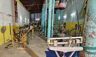 Interior of fitness gym in Havana
