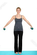 Young blond with free weights