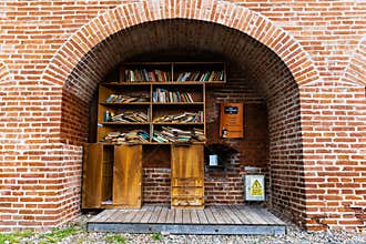 Shelves with books, free books for read