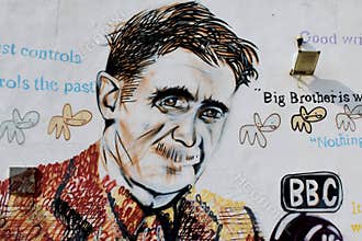 Famous George Orwell Mural, Southwold Pier, Suffolk, England, UK