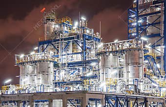 Night scene of chemical plant