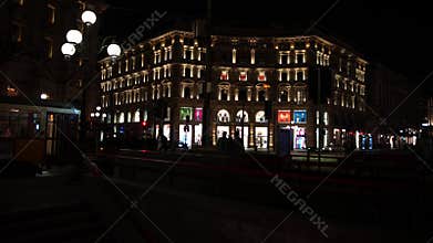 Night scenes - A square in Milan in the evening
