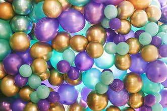 many colorful balloons, party concept