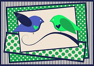 Birds In A Branch Valentines Card