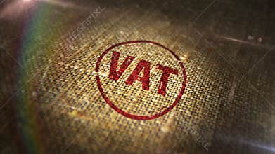 VAT value-added tax sign stamp on linen sack loop animation