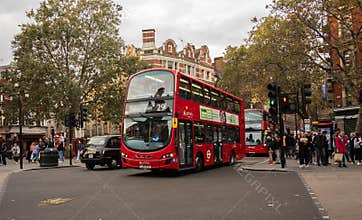 Red Double decker buses for tourists and regular transportation are very popular features of London city.