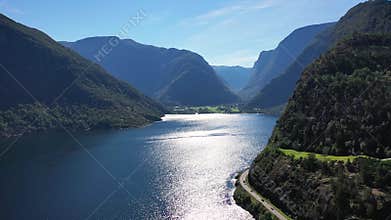 Fjords of Norway. Aerial drone footage of Norwegian fjords.