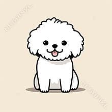 Cute Cartoon White Dog With Strong Facial Expression