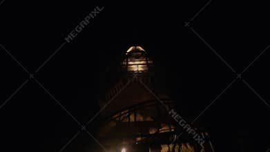 Spooky Castle Watchtower Illuminated at Night
