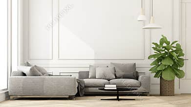 Build up stylish classic style living room interior of modern apartment and trendy furniture