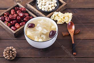 Nourishing red date, white fungus and lotus seed soup