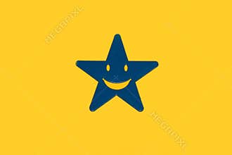 blue star on yellow background, creative art design