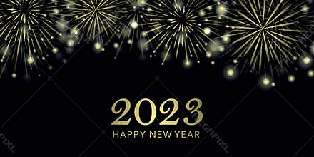 happy new year 2023 golden firework on night background