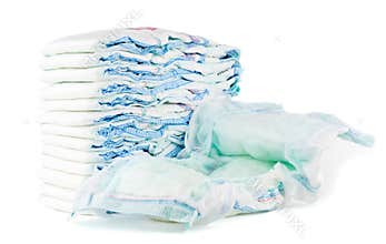 Pack of diapers and used diaper