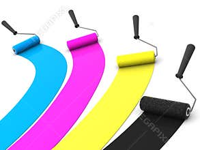 Roller brush. 3d.