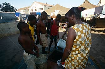 Teens at a displaced people's camp in Angola