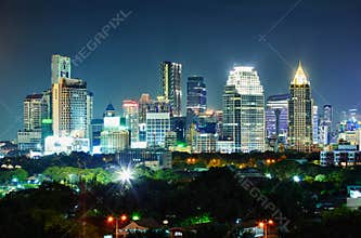 City at night. Thailand, Bangkok, the center.