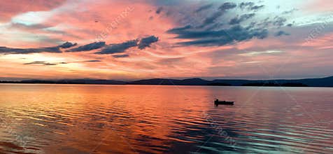 Glowing lake sunrise
