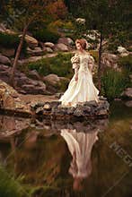 A woman like a princess in an vintage dress