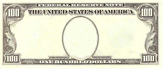 Blank 100 Dollar Bill Portrait Side