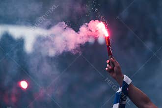 Flare in the hand with scarf