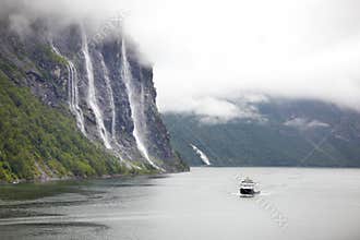 Pleasure boat in Geiranger Fjord