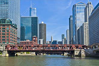 Bridge and Buildings, Chicago River, Illinois