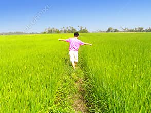 Man walking on field