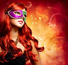 Beautiful Girl in a Carnival mask