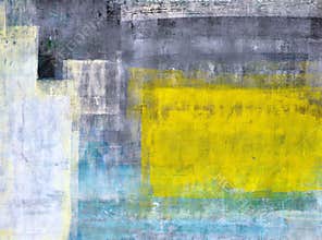 Teal, Grey and Yellow Abstract Art Painting
